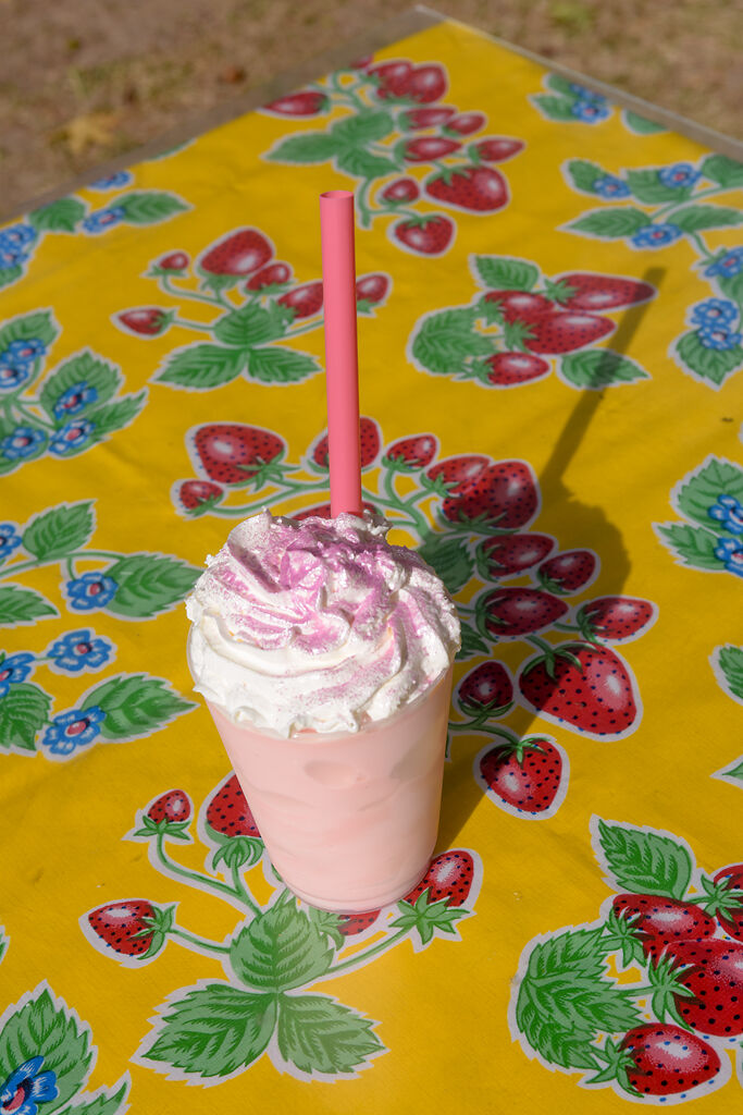 A pink squirrel, one of four boozy milkshake available at Catalpa